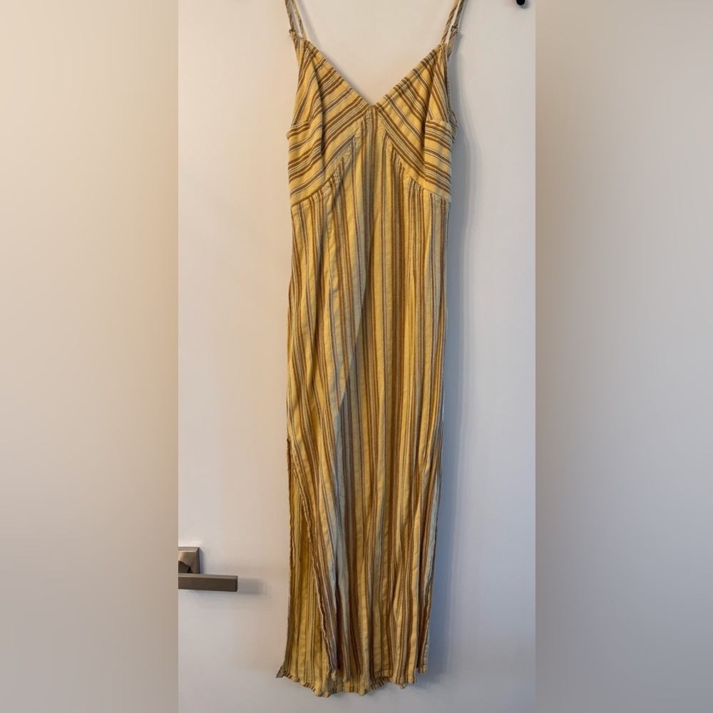 Amuse Society White Sands Yellow Striped Tie-Back Midi Dress - Picture 4 of 9
